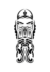 Face in the style of ancient tribes. Tattoo patterns. Flat style. Vector illustration.