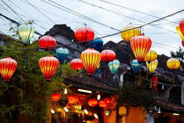 Various lanterns in a traditional market