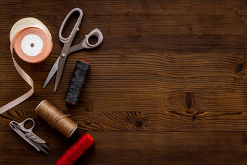 Fashion designer or seamstress table with tailor tools