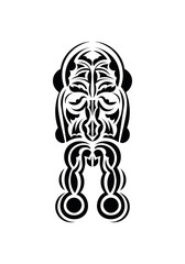 Face in the style of ancient tribes. Ready tattoo template. Flat style. Vetcor.