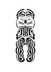 Face in the style of ancient tribes. Ready tattoo template. Flat style. Vector illustration.