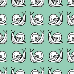 Animals seamless cute snails pattern for fabrics and textiles and packaging and gifts and cards and linens and kids