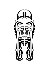 Fototapeta na wymiar Maori style face. Black tattoo patterns. Isolated on white background. Vetcor.
