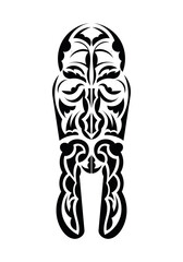 Maori style face. Black tattoo patterns. Isolated on white background. Vector illustration.