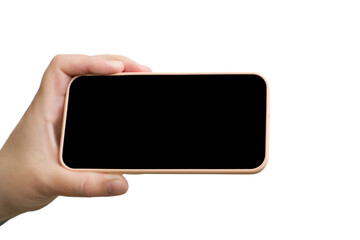 mockup, phone in hand on a white background, isolate
