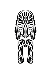 Maori style face. Ready tattoo template. Isolated on white background. Vector illustration.