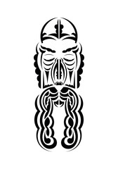 Maori style face. Ready tattoo template. Flat style. Vector illustration.