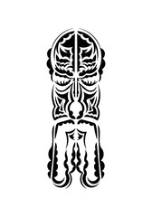 Polynesian style face. Black tattoo patterns. Isolated. Vector illustration.