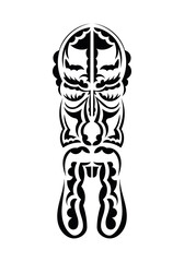 Polynesian style face. Ready tattoo template. Flat style. Vetcor.