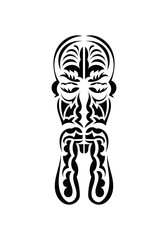 Mask in traditional tribal style. Tattoo patterns. Flat style. Vetcor.