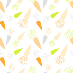 minimalist carrot seamless vector pattern, spring kid design. Vector illustration
