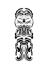 Mask in the style of the ancient tribes. Tattoo patterns. Isolated on white background. Vector illustration.