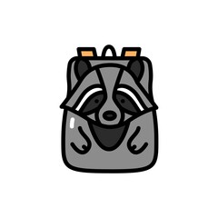 Children's backpack line color icon. Isolated vector element.