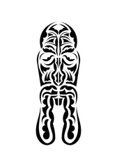 Face in traditional tribal style. Tattoo patterns. Isolated. Vetcor.