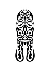 Face in traditional tribal style. Tattoo patterns. Isolated. Vetcor.