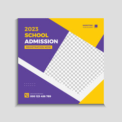 Kids school admission web banner or educational social media banner template Vector
