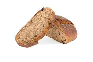 Rye bread slices isolated on white background