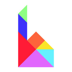 Color tangram puzzle in home shape on white background (Vector)