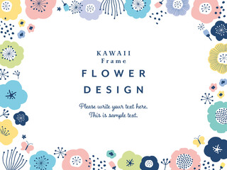 北欧フラワーのフレーム 横向き