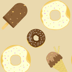 seamless pattern with donuts and ice cream