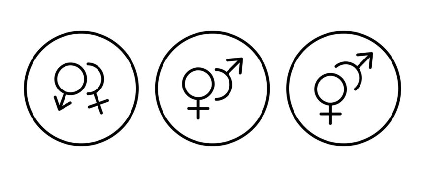 Gender sign icon. Male and female, man and woman sign vector, symbol, logo, illustration, editable stroke, flat design style isolated on white