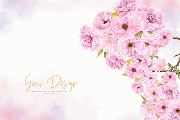 watercolor pink cherry blossom background design