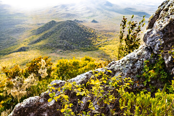 View from Mount Christoffel down to Christoffel National Park on the Caribbean island Curacao