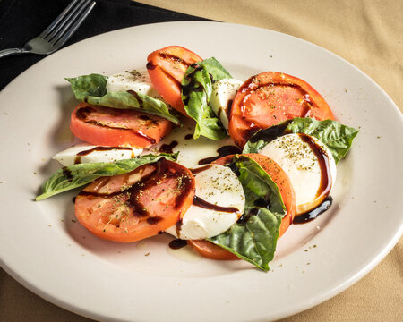 Caprese Salad on a White Plate 
