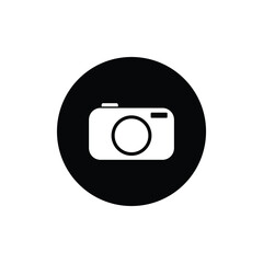 Pocket camera icon circle background black color editable. Camera icon. Camera logo