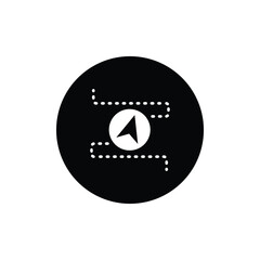 Navigation icon circle background black color editable. GPS icon.