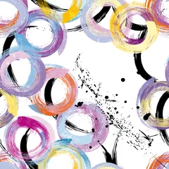 Fotobehang seamless abstract background pattern, with circles, swirls, stripes, paint strokes and splashes © Kirsten Hinte