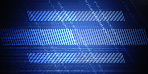 2d illustration abstract digital binary data on computer screen