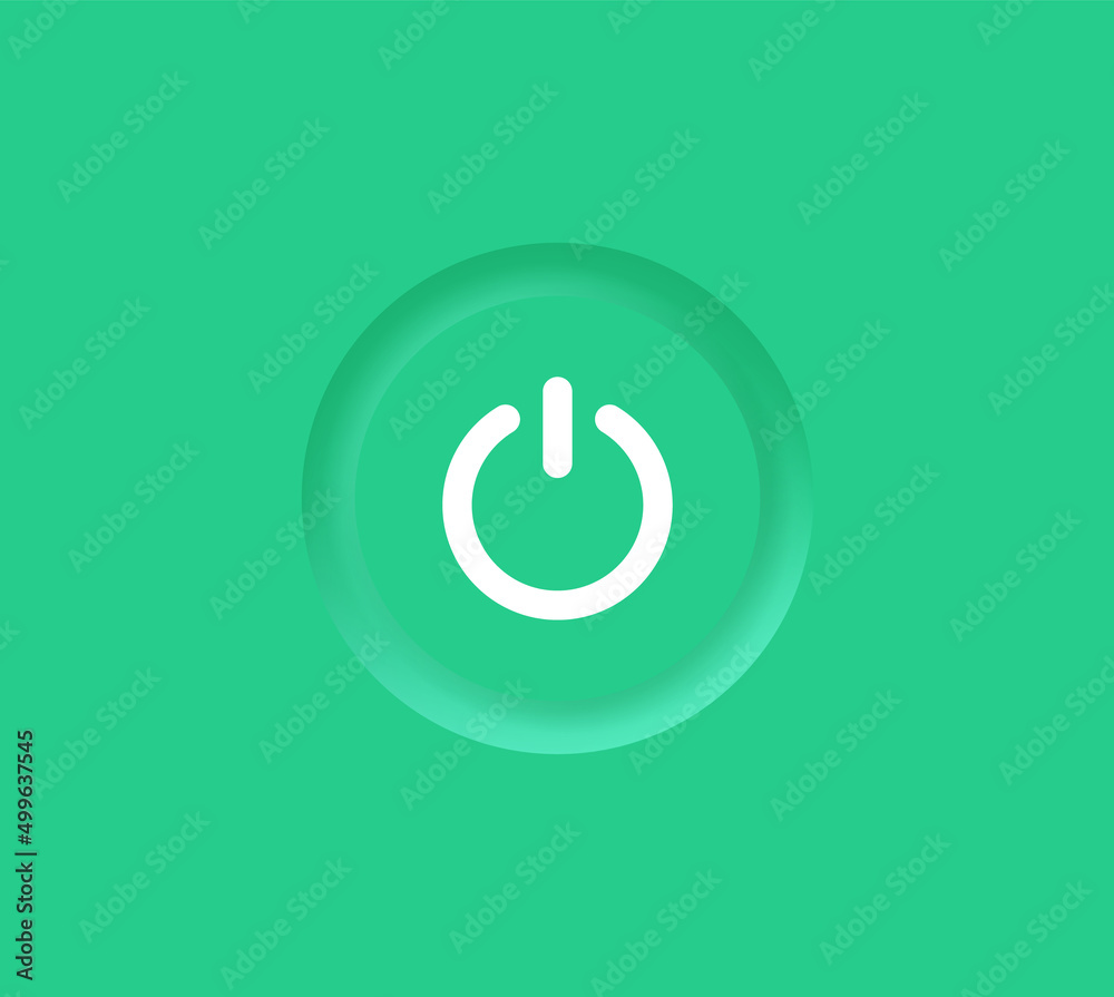 Fototapete 3d power icon button with green neumorphism buttons design. switch turn on off icons buttons. green neumorphic button - ui buttons interface	
