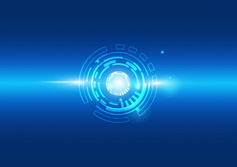 Blue circle an circuit electronic technology abstract technology innovation concept vector background and glowing light with some elements of this image