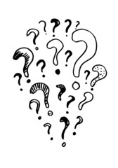Image of question mark icon on white background.