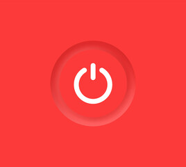 3d power icon button with red neumorphism buttons design. switch turn on off icons buttons. red neumorphic button - ui buttons interface	
