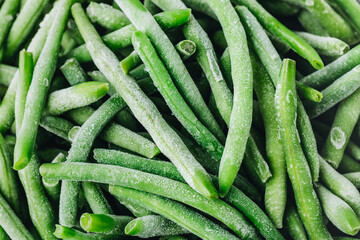 Frozen green beans ready for cooking