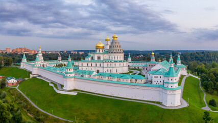 View of New Jerusalem Monastery on summer evening. Istra, Moscow Oblast, Russia.