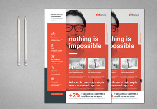 Web Business Flyer Layout with Red Elements