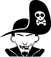 Cartoon Pirate Swashbuckler Captain Raider Buccaneer Blackbeard Crew Ship Sailing Hat Skull