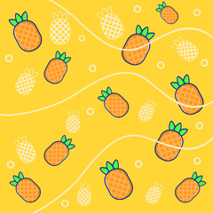 line combination pineapple fruit background