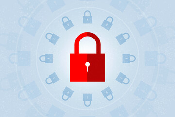 2d illustration Safety concept: Closed Padlock on digital background

