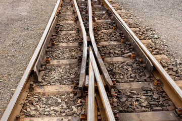 Railway tracks and switch of the narrow gauge railway