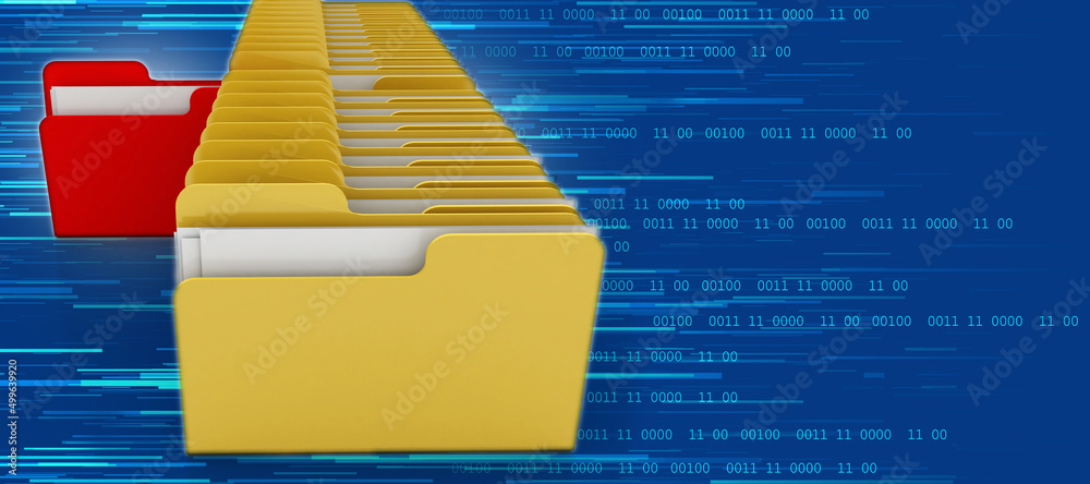 Poster 3d rendering folder with documents