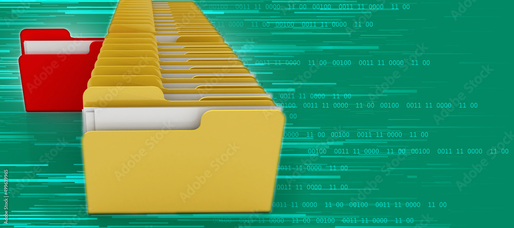 Poster 3d rendering folder with documents