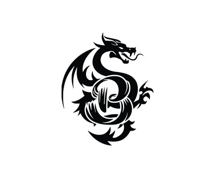 Letter B logo icon with dragon design vector illustration