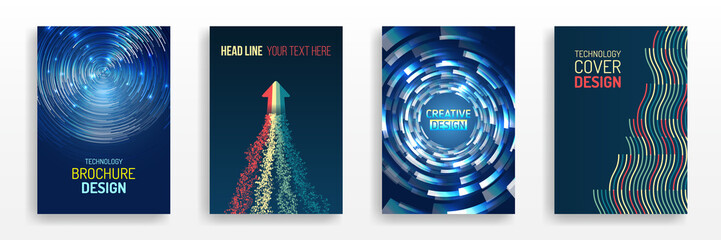 Futuristic layout for presentation, poster, leaflet, annual report, a4 size. Abstract vector template in hi-tech style. Modern cover design using tech elements and data visualization.