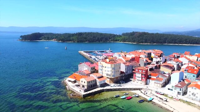 Aerial view of Carril and Cortegada island. Carril is an small coast village in Galicia (North west of Spain)