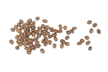 pile of coffee beans. isolated white background	
