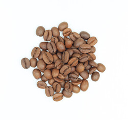 pile of coffee beans. isolated white background	
